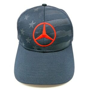 Mercedes Benz American Flag Trucker Hat Navy Snapback Adjustable